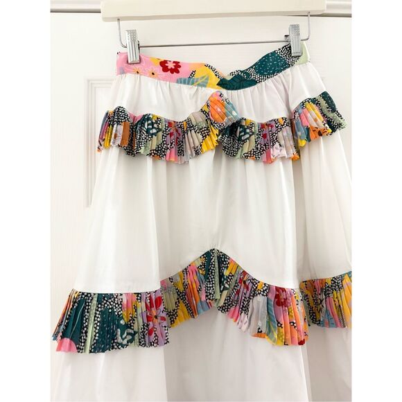 Celia B Womens Multicolor Tiered Lined Floral Pleated A-Line Skirt Small - Picture 2 of 5